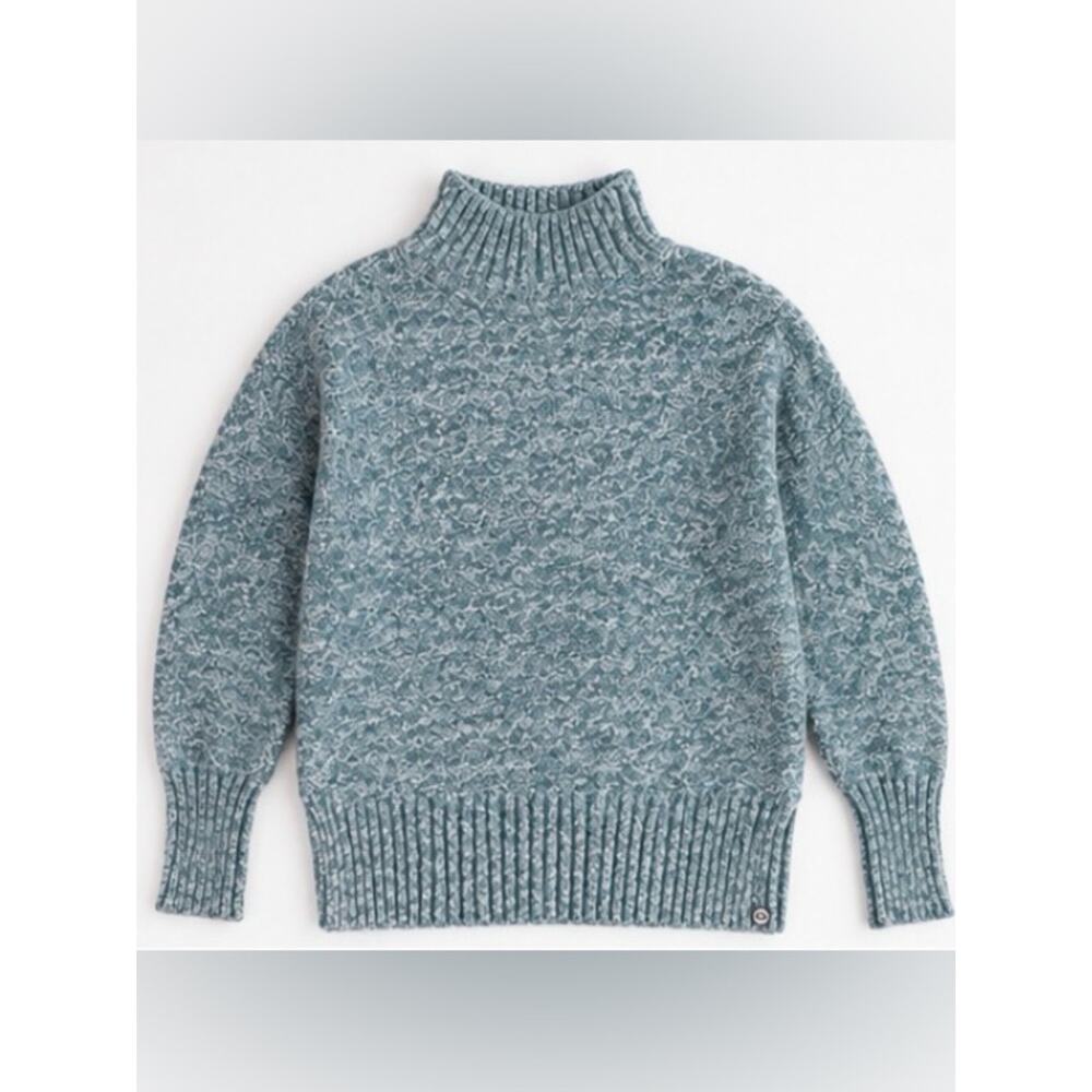 Eddie Bauer Blue Green Marled Mock Neck Knit Sweater